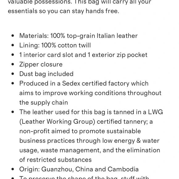 Quince Italian Leather Diamond Stitch Sling - Picture 7 of 7